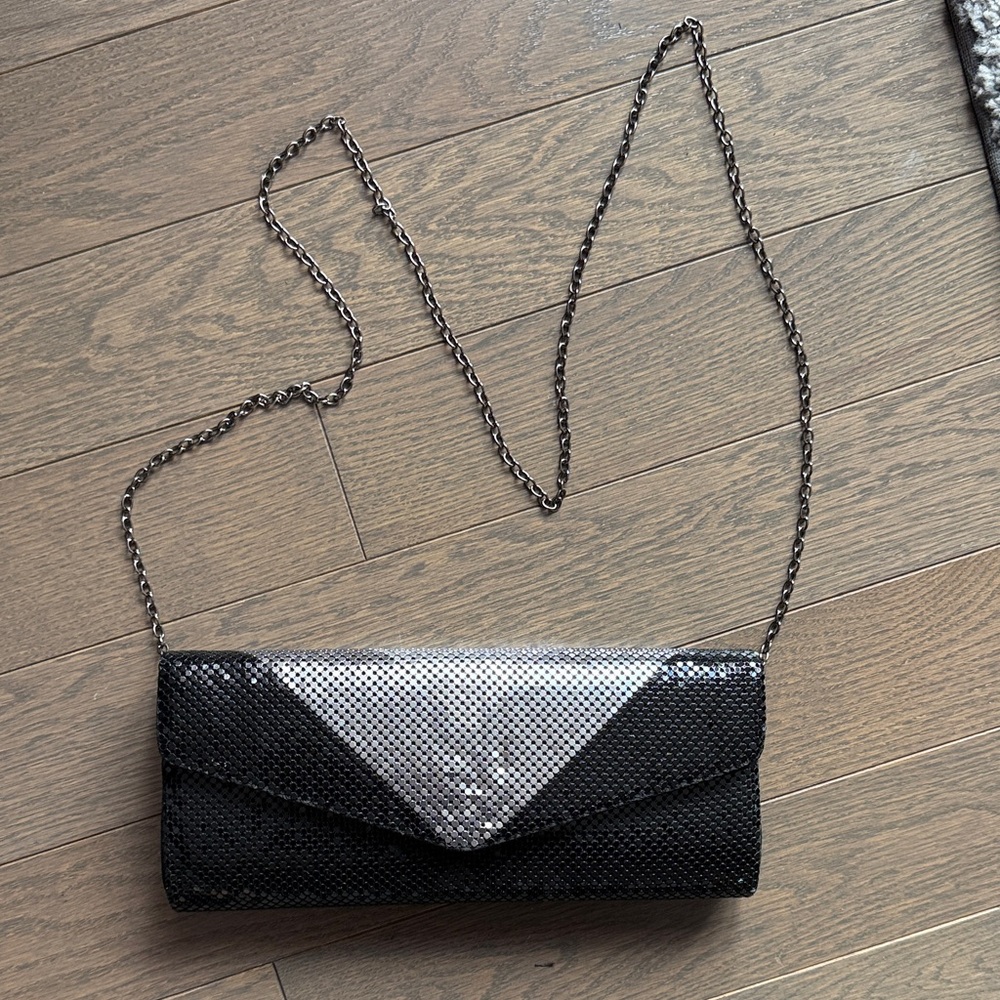 Black Sequin Envelope Crossbody Clutch